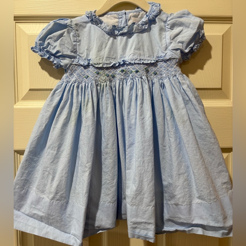 Cecil and Lou Blue Floral Smocked Dress